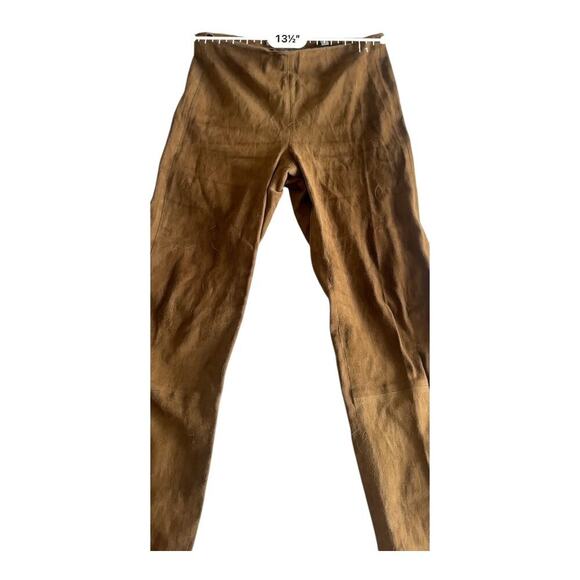 Vince Chocolate Brown Suede Pants Women’s Stretchy Elastic Waist 100% Leather - Picture 8 of 12